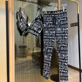 Dolce Gabbana DG Graffi Yoga Activewear Set Black 2024 0709 (XMN-240709069)