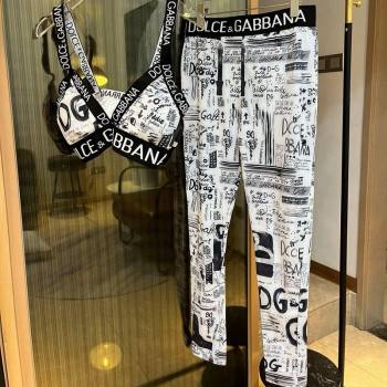 Dolce Gabbana DG Graffi Yoga Activewear Set White 2024 0709 (XMN-240709070)