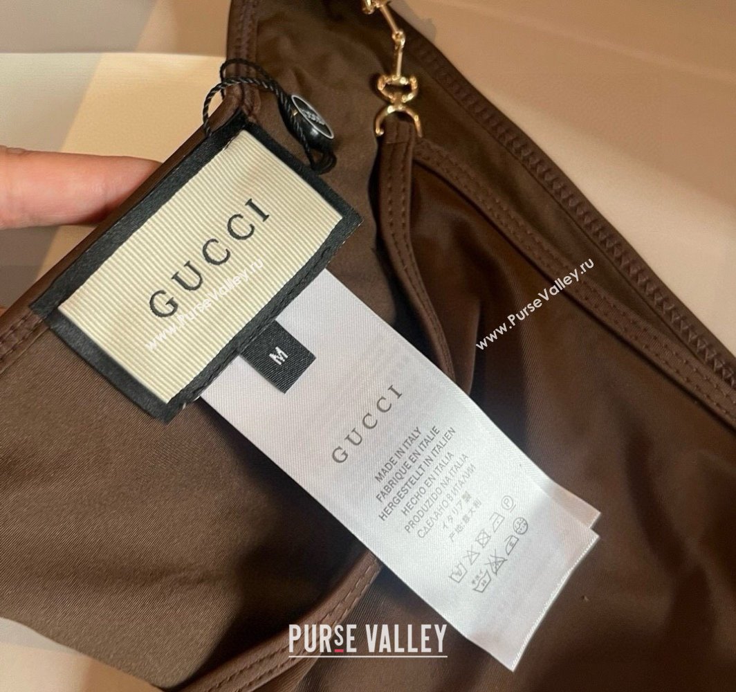 Gucci Two-Pieces Swimwear with Horsebit Brown 2025 0313 (WM-250313069)