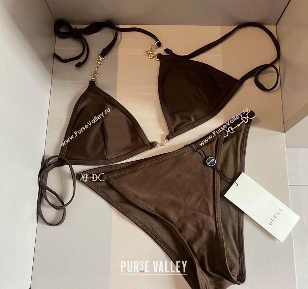 Gucci Two-Pieces Swimwear with Horsebit Brown 2025 0313 (WM-250313069)
