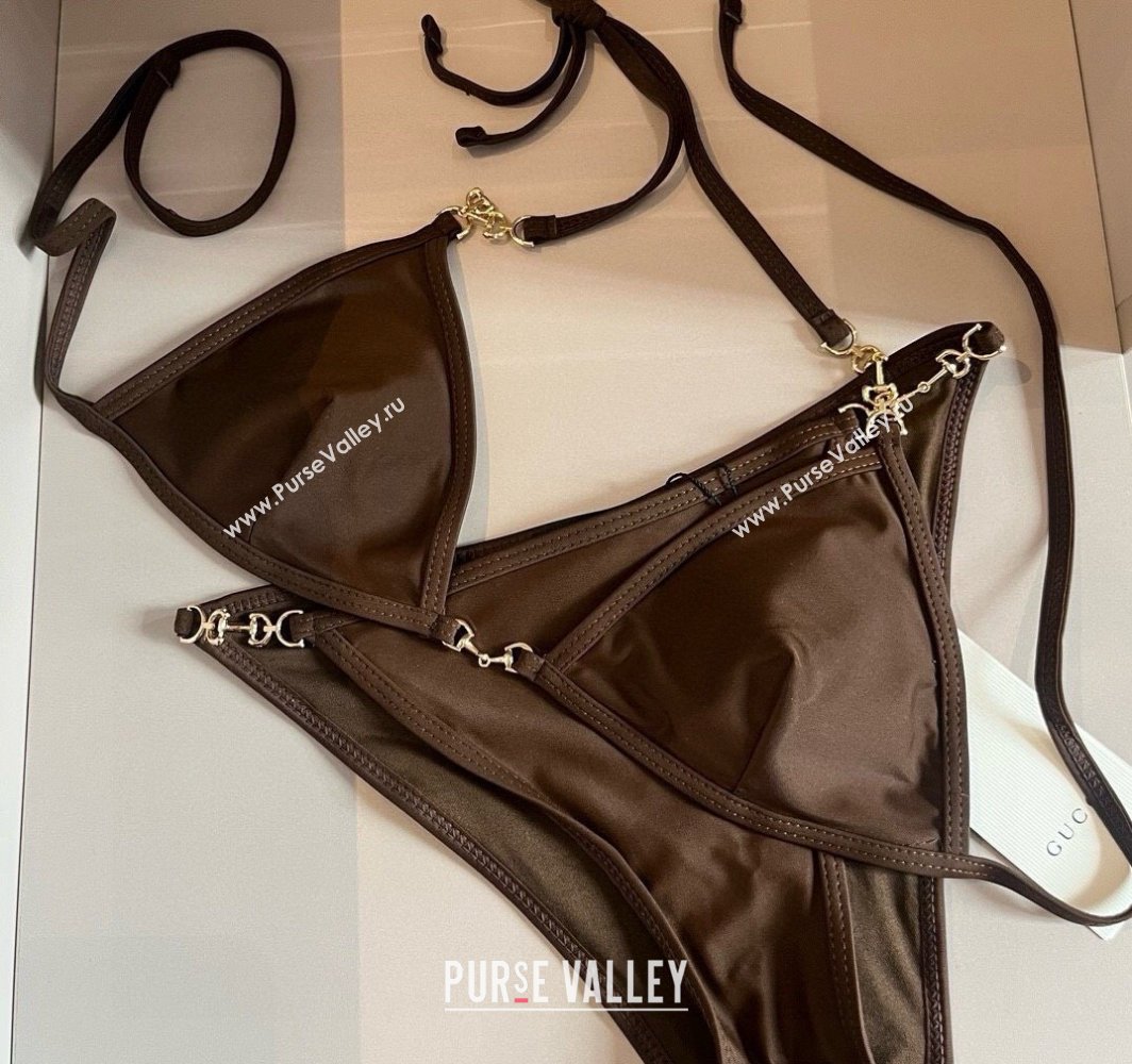 Gucci Two-Pieces Swimwear with Horsebit Brown 2025 0313 (WM-250313069)