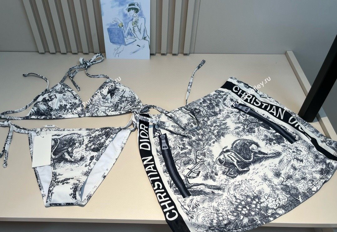 Dior Two-Pieces Swimwear and Skirt Set White 2025 (WM-250313060)