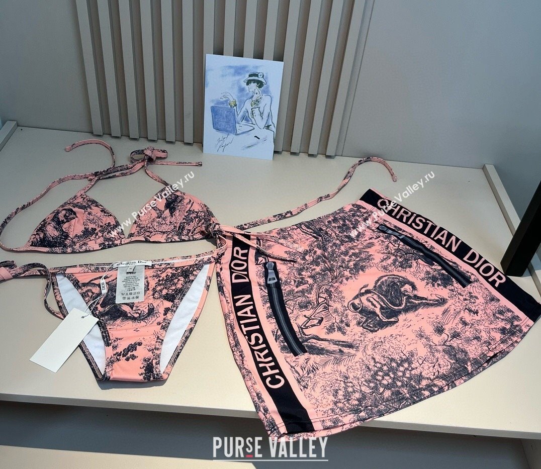 Dior Two-Pieces Swimwear and Skirt Set Pink 2025 (WM-250313061)