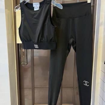 Chanel Yoga Activewear Set with Strass Black 2025 0314 (WM-250314001)