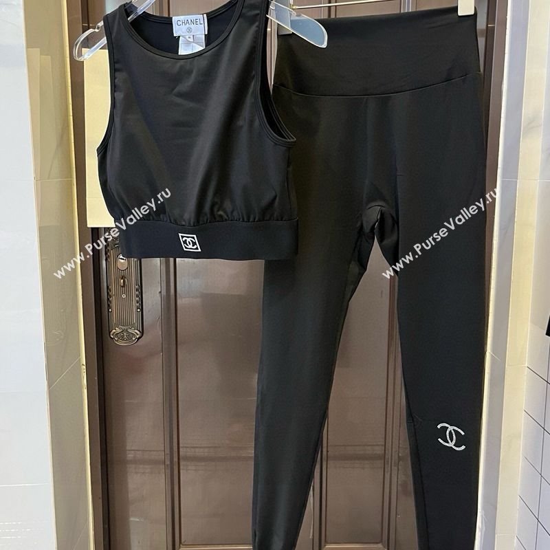 Chanel Yoga Activewear Set with Strass Black 2025 0314 (WM-250314001)