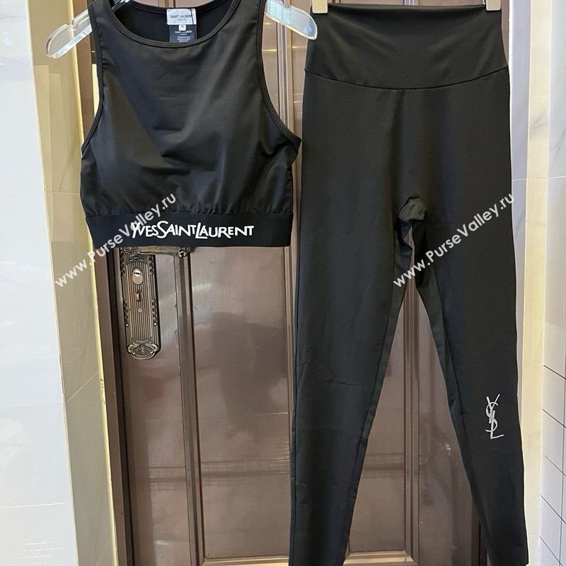 Saint Laurent Yoga Activewear Set with Strass Black 2025 0314 (WM-250314002)