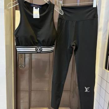 Louis Vuitton Yoga Activewear Set with Strass Black 2025 0314 (WM-250314003)
