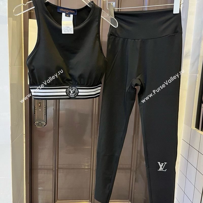 Louis Vuitton Yoga Activewear Set with Strass Black 2025 0314 (WM-250314003)