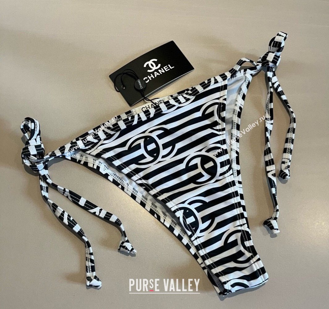 Chanel Two-Pieces Swimwear with Stripes White/Black 2025 0313 (WM-250313088)