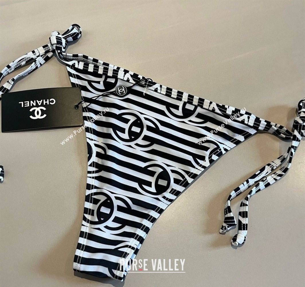 Chanel Two-Pieces Swimwear with Stripes White/Black 2025 0313 (WM-250313088)