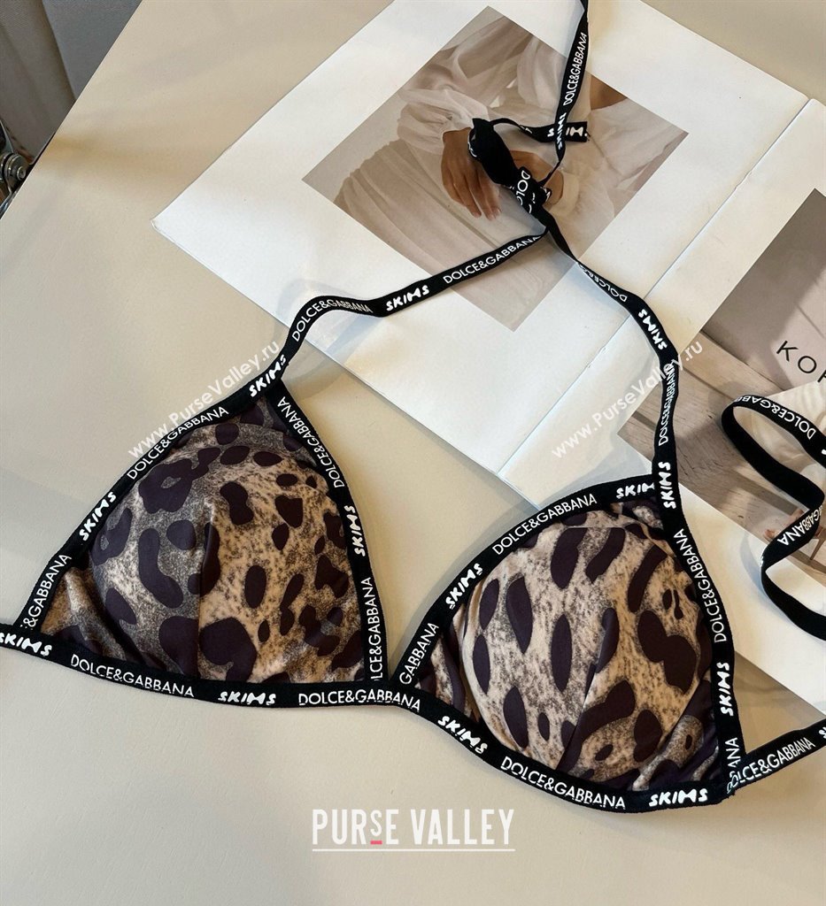Dolce Gabbana Leopard Print Two-Pieces Swimwear Brown 2025 (WM-250313111)
