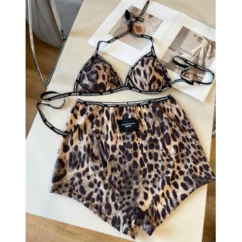 Dolce Gabbana Leopard Print Two-Pieces Swimwear Brown 2025 (WM-250313111)