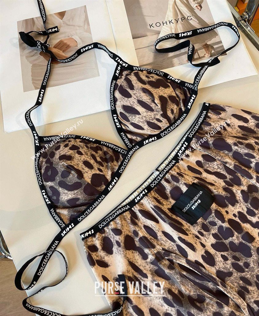 Dolce Gabbana Leopard Print Two-Pieces Swimwear Brown 2025 (WM-250313111)