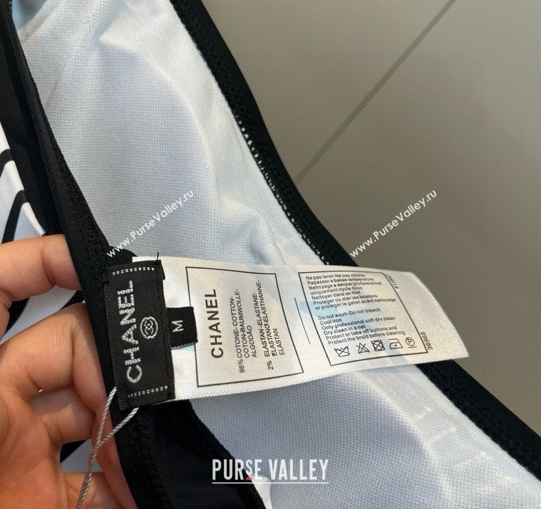Chanel One-Piece Swimwear with Stripes White/Black 2025 0313 (WM-250313089)