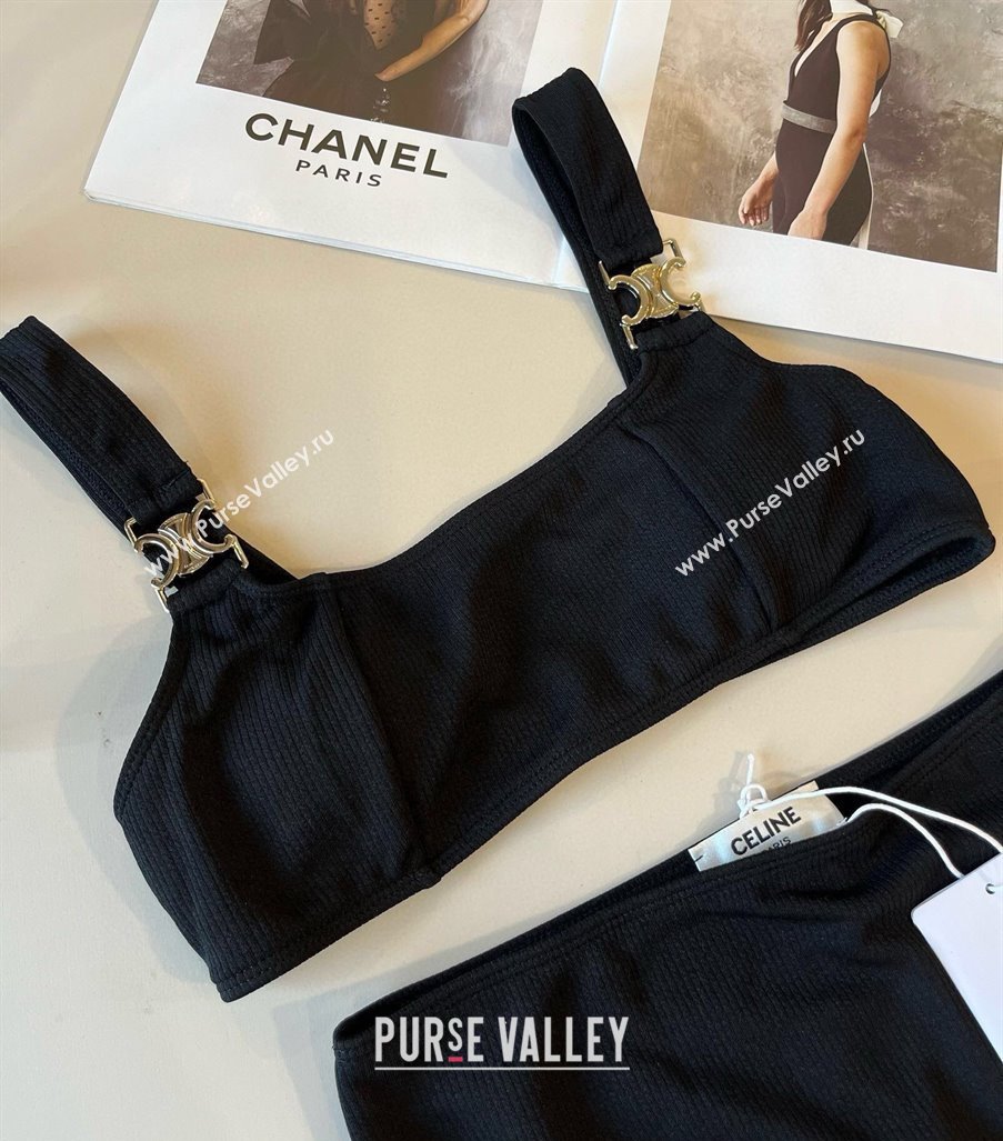 Celine Cotton Two-Pieces Swimwear Black 2025 0313 (WM-250313102)