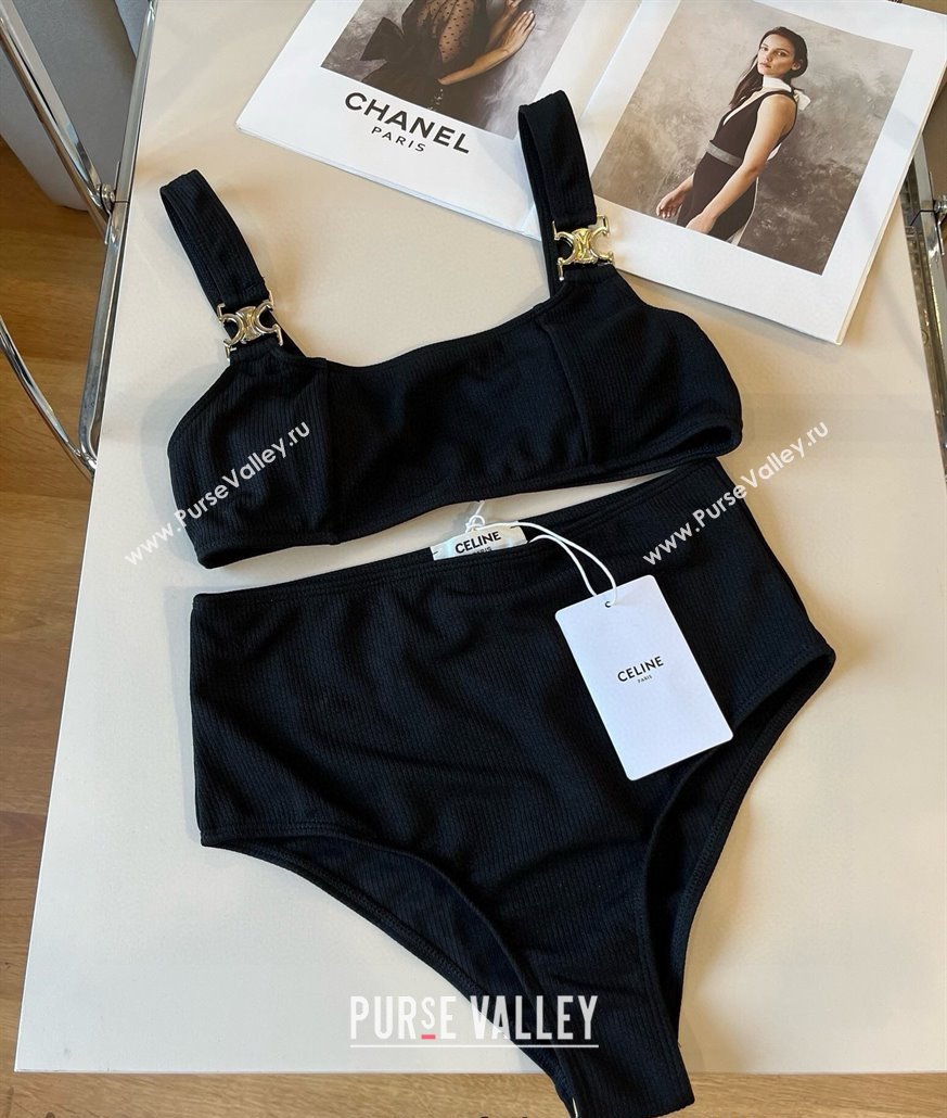 Celine Cotton Two-Pieces Swimwear Black 2025 0313 (WM-250313102)