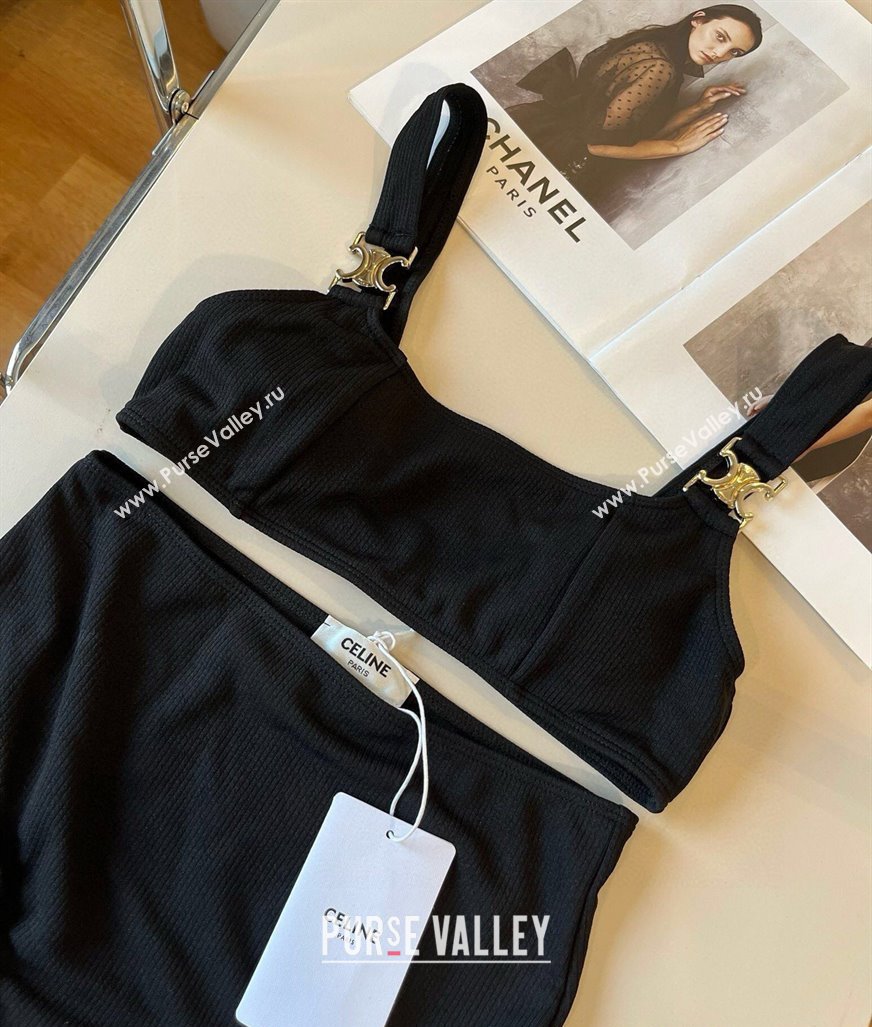 Celine Cotton Two-Pieces Swimwear Black 2025 0313 (WM-250313102)