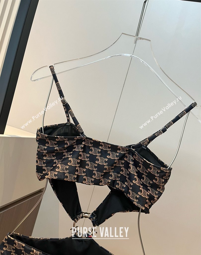 Celine Cutout One-Piece Swimwear Brown 2025 0313 (WM-250313104)