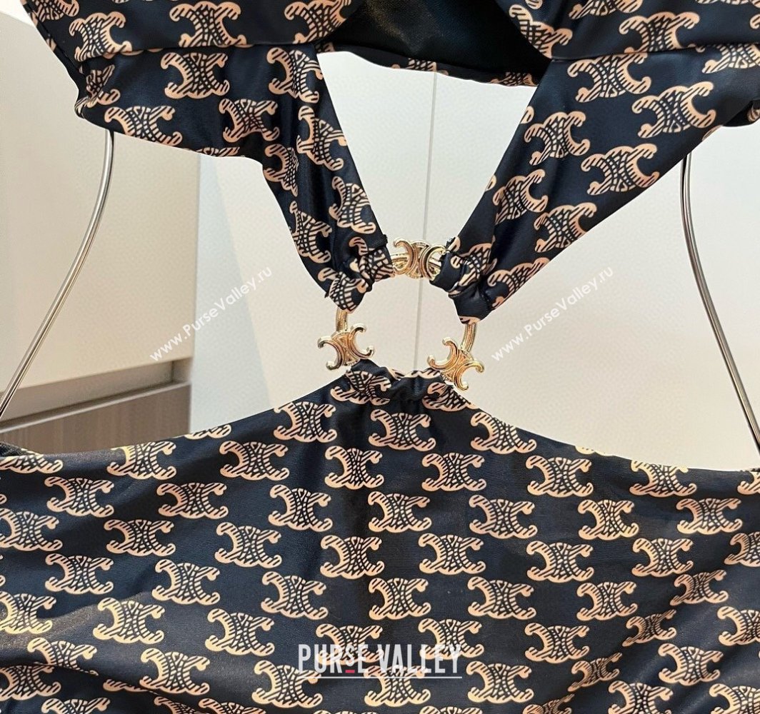Celine Cutout One-Piece Swimwear Brown 2025 0313 (WM-250313104)