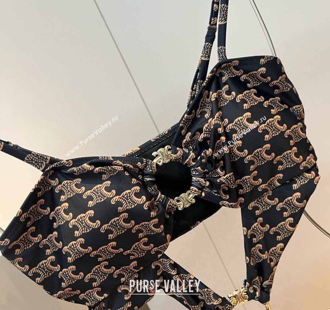 Celine Cutout One-Piece Swimwear Brown 2025 0313 (WM-250313104)