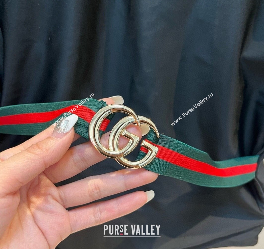 Gucci One-Piece Swimwear with Web Belt Strap Black 2025 0313 (WM-250313077)