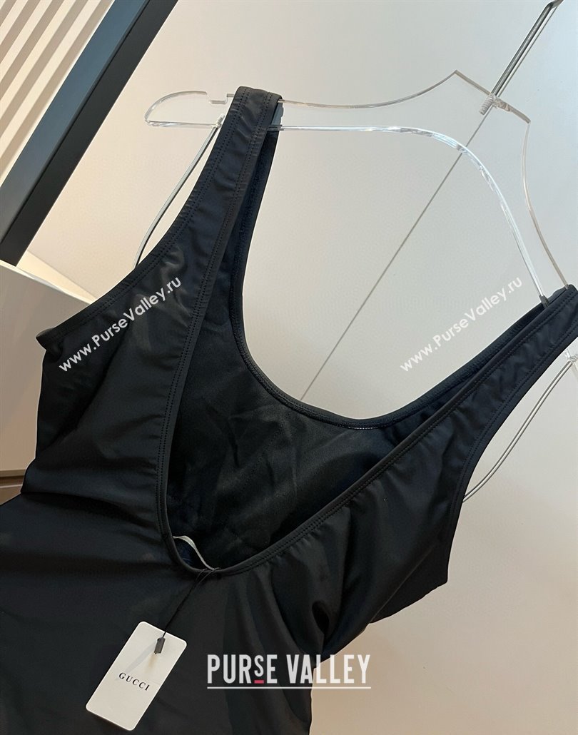 Gucci One-Piece Swimwear with Web Belt Strap Black 2025 0313 (WM-250313077)
