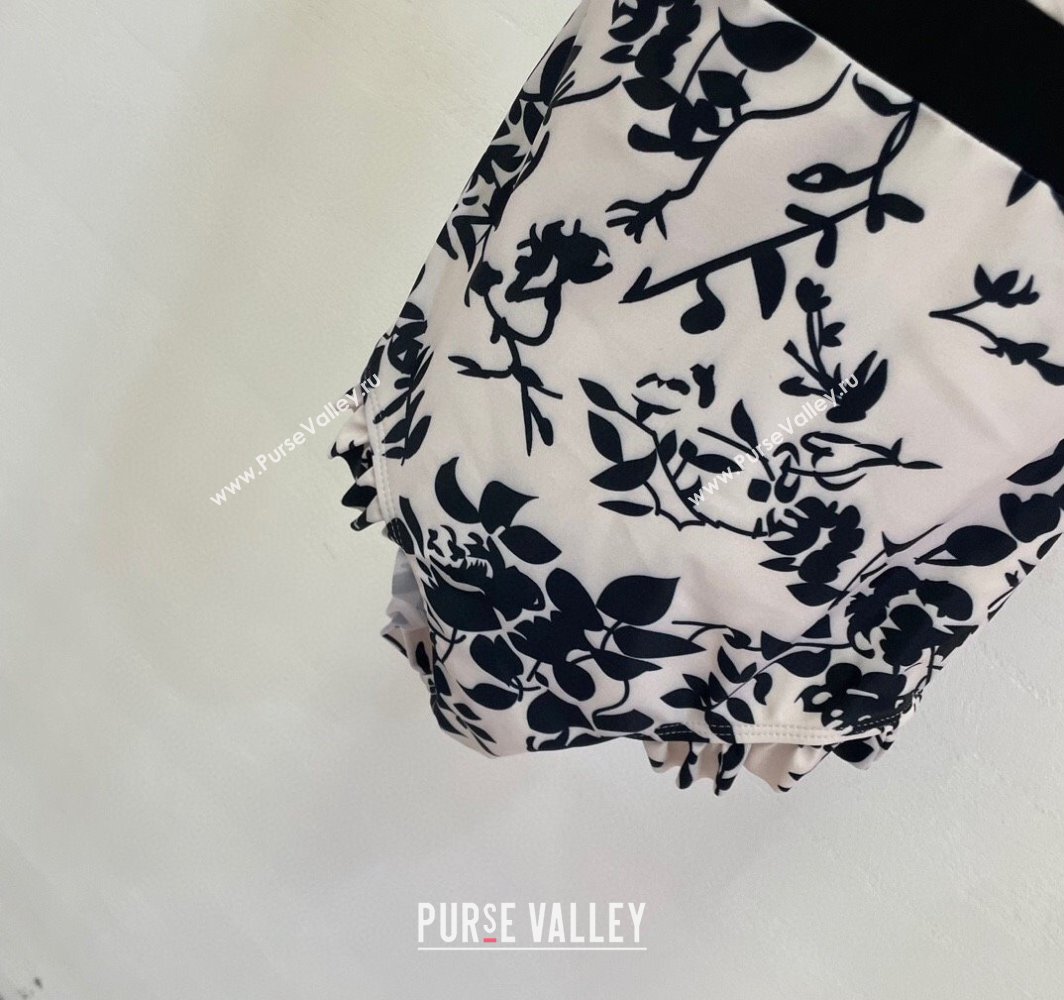 Chanel Printed One-Piece Swimwear White/Black 2025 0313 (shi-250313004)