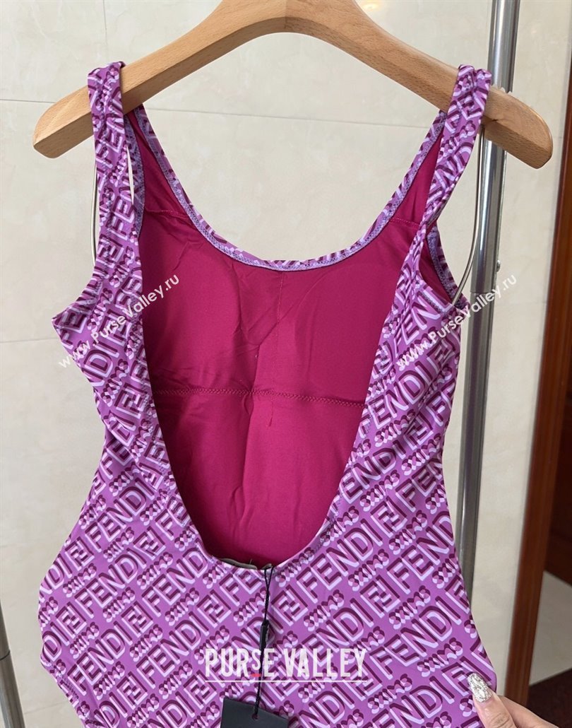 Fendi Logo Print One-Piece Swimwear Purple 2025 0313 (shi-250313006)