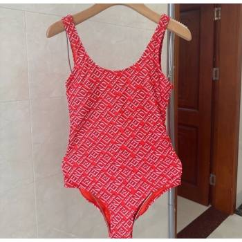Fendi Logo Print One-Piece Swimwear Red 2025 0313 (shi-250313005)