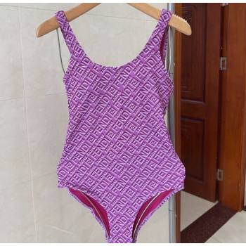 Fendi Logo Print One-Piece Swimwear Purple 2025 0313 (shi-250313006)