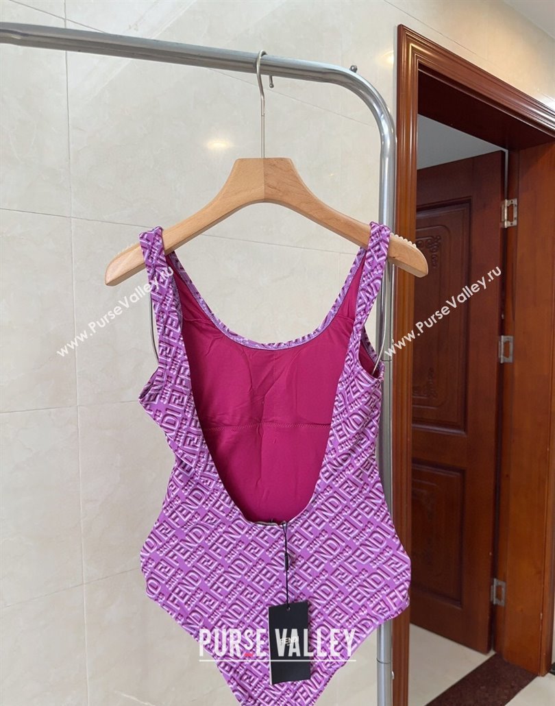 Fendi Logo Print One-Piece Swimwear Purple 2025 0313 (shi-250313006)