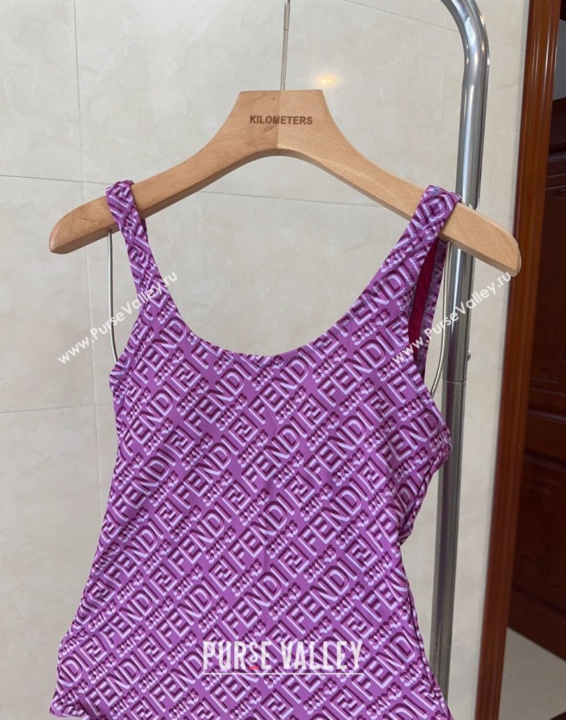 Fendi Logo Print One-Piece Swimwear Purple 2025 0313 (shi-250313006)