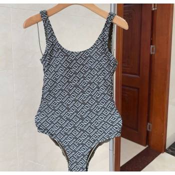 Fendi Logo Print One-Piece Swimwear Grey 2025 0313 (shi-250313007)