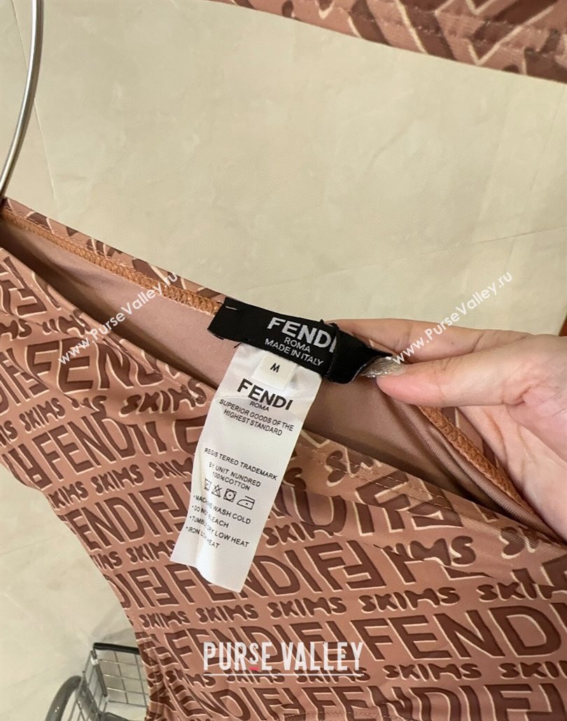 Fendi Logo Print Two-Pieces Swimwear Brown 2025 0313 (shi-250313010)