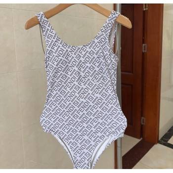 Fendi Logo Print One-Piece Swimwear White 2025 0313 (shi-250313009)