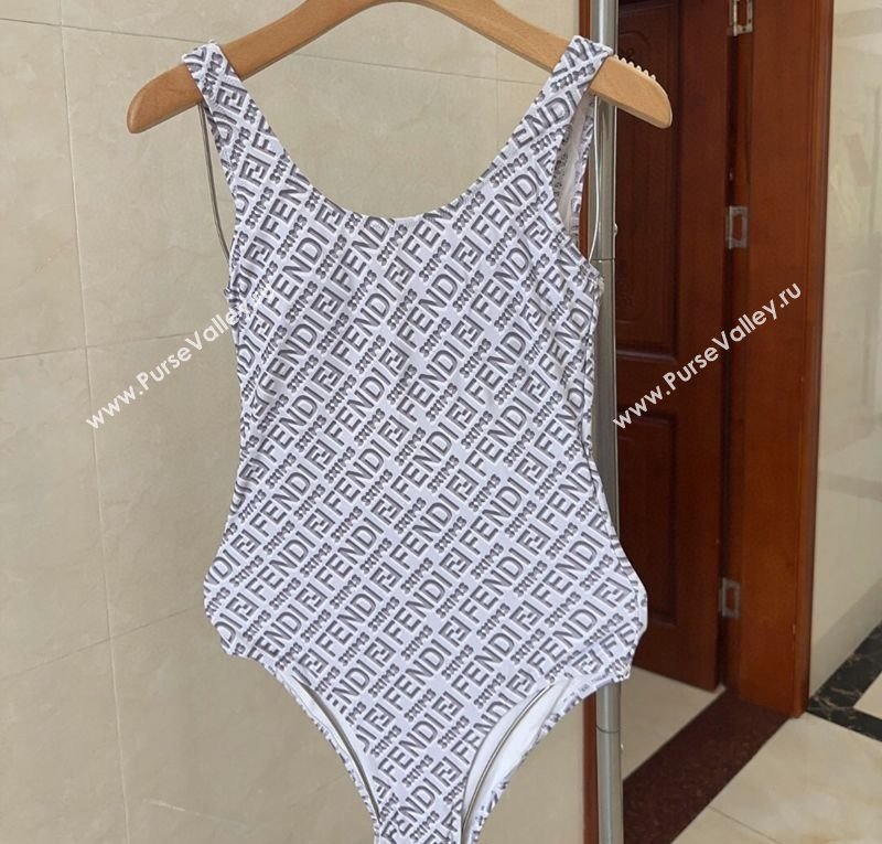 Fendi Logo Print One-Piece Swimwear White 2025 0313 (shi-250313009)