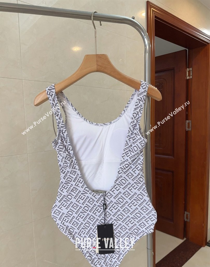 Fendi Logo Print One-Piece Swimwear White 2025 0313 (shi-250313009)