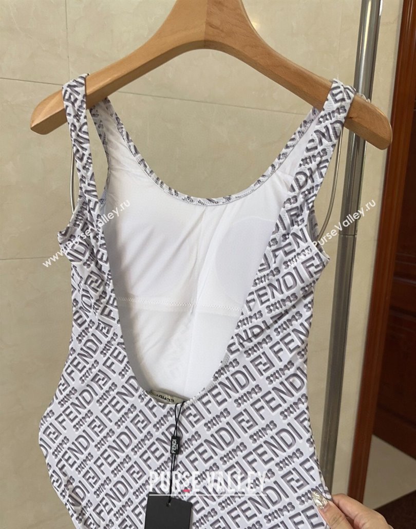 Fendi Logo Print One-Piece Swimwear White 2025 0313 (shi-250313009)