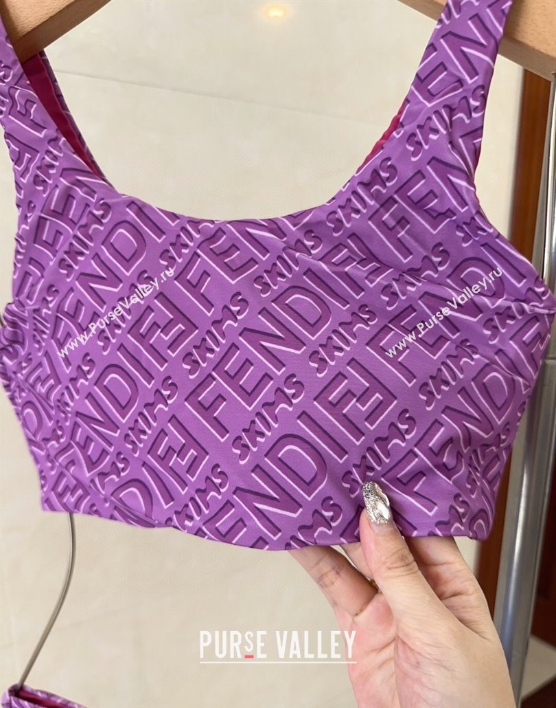 Fendi Logo Print Two-Pieces Swimwear Purple 2025 0313 (shi-250313012)