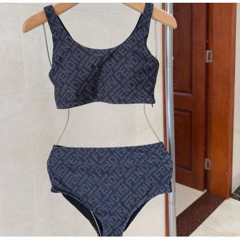 Fendi Logo Print Two-Pieces Swimwear Grey 2025 0313 (shi-250313011)