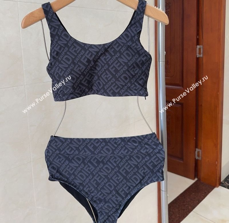Fendi Logo Print Two-Pieces Swimwear Grey 2025 0313 (shi-250313011)