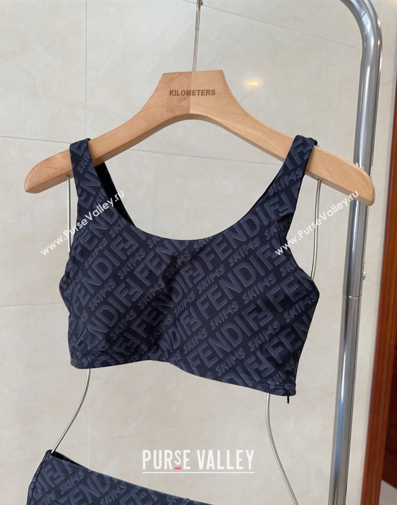 Fendi Logo Print Two-Pieces Swimwear Grey 2025 0313 (shi-250313011)