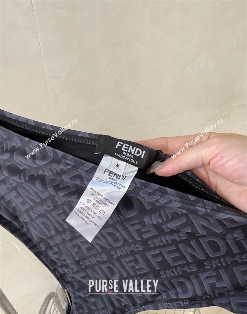 Fendi Logo Print Two-Pieces Swimwear Grey 2025 0313 (shi-250313011)