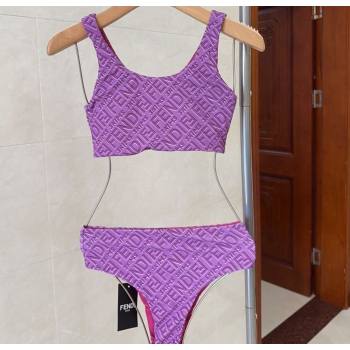 Fendi Logo Print Two-Pieces Swimwear Purple 2025 0313 (shi-250313012)