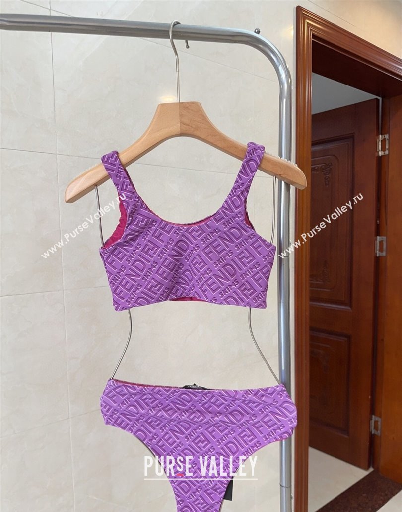 Fendi Logo Print Two-Pieces Swimwear Purple 2025 0313 (shi-250313012)