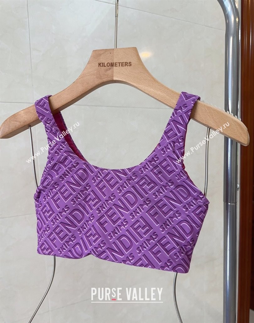Fendi Logo Print Two-Pieces Swimwear Purple 2025 0313 (shi-250313012)