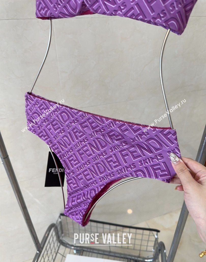 Fendi Logo Print Two-Pieces Swimwear Purple 2025 0313 (shi-250313012)
