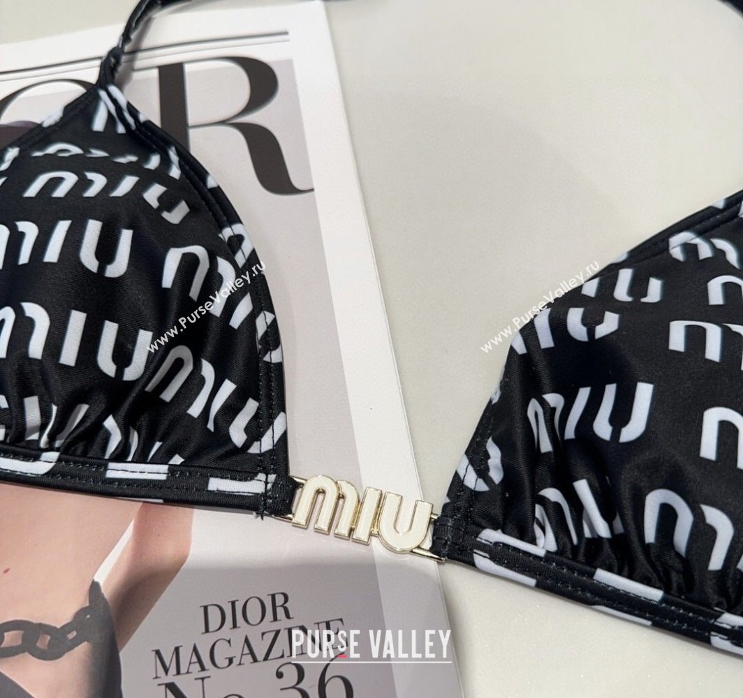 Miu Miu Letters Print Two-Pieces Swimwear Black 2025 0313 (SHI-250313027)