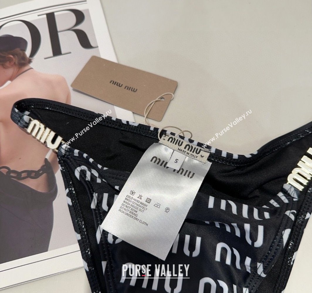 Miu Miu Letters Print Two-Pieces Swimwear Black 2025 0313 (SHI-250313027)