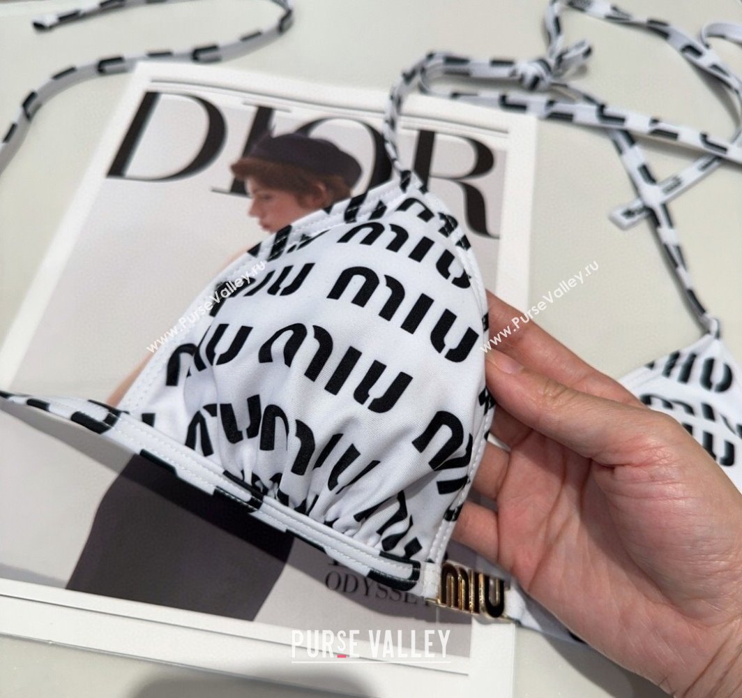 Miu Miu Letters Print Two-Pieces Swimwear White 2025 0313 (SHI-250313028)